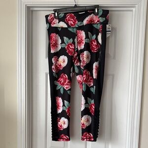Ideology Black and Red Floral Leggings
